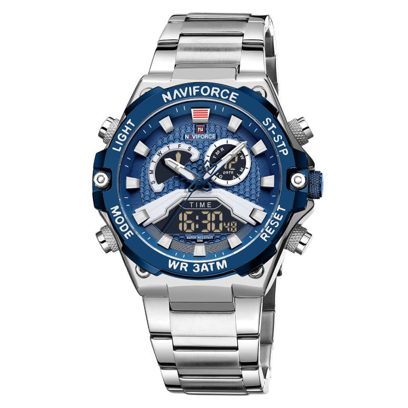 RELOJ NAVIFORCE ACERO PLATEADO CON AZUL NAV-90