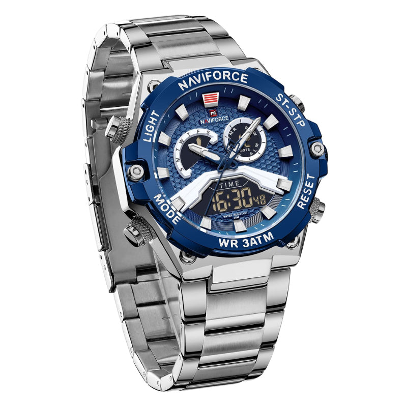 RELOJ NAVIFORCE ACERO PLATEADO CON AZUL NAV-90