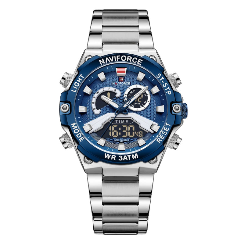 RELOJ NAVIFORCE ACERO PLATEADO CON AZUL NAV-90