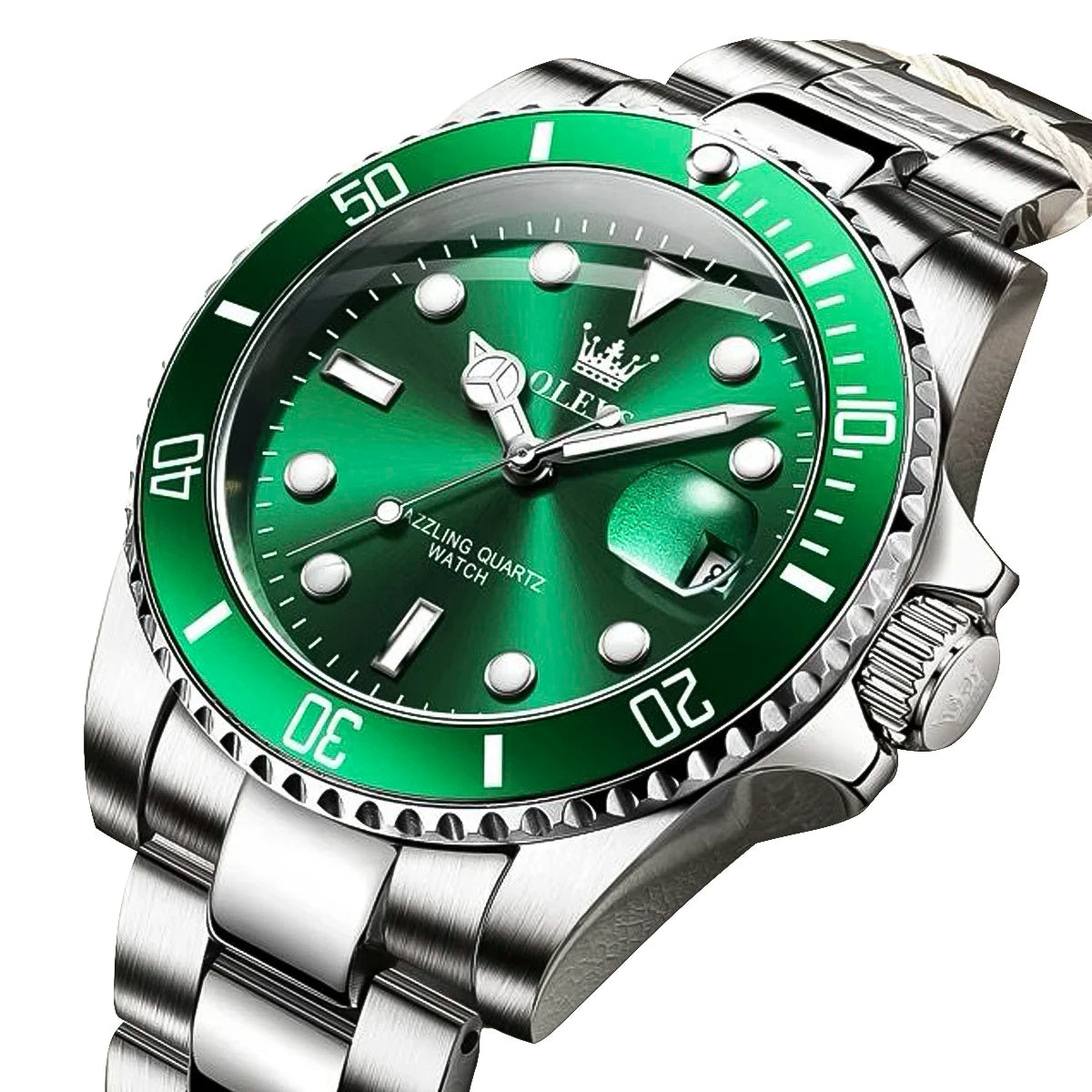 RELOJ OLEVS PLATA VERDE OLV-2