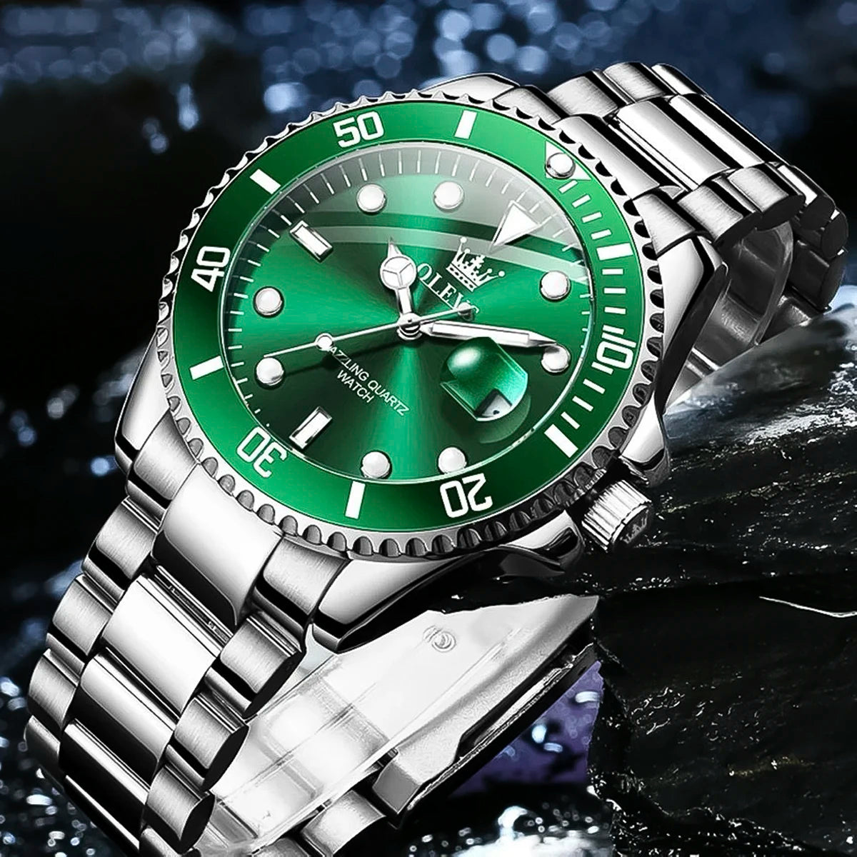 RELOJ OLEVS PLATA VERDE OLV-2