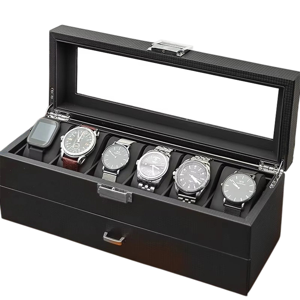 Organizador de Relojes y Accesorios ORG-7 de 2 Pisos - Fibra de Carbono