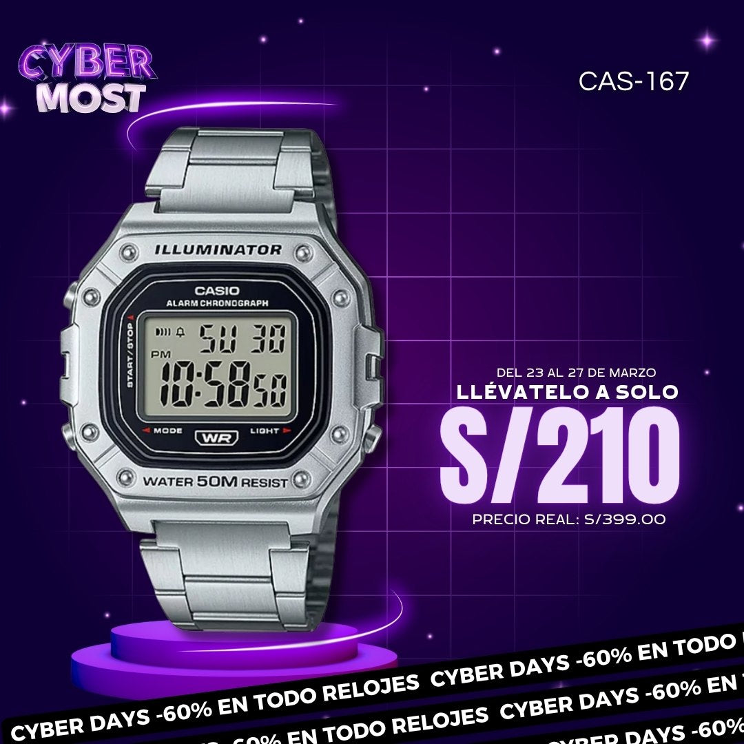 Reloj Casio W-218HD-1A Hombre Acero Plateado