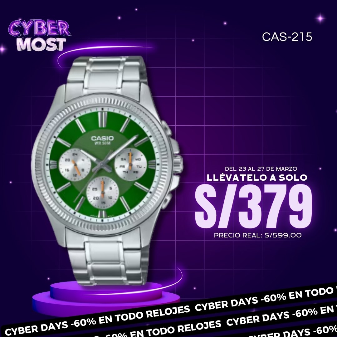 Reloj Casio MTP-1375D-3A Hombre Acero Verde