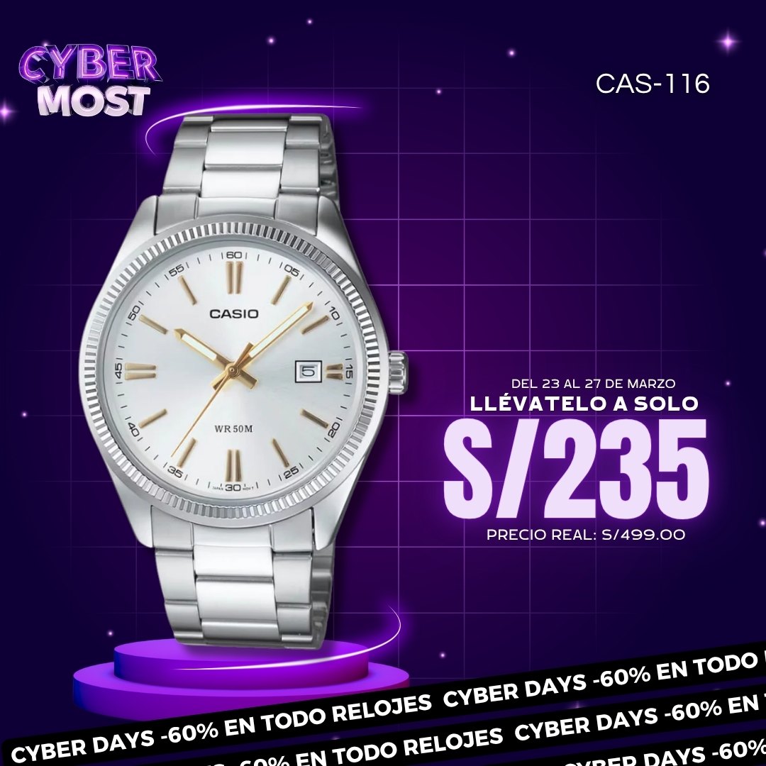 Reloj Casio MTP-1302D-7A2V Hombre Acero Plateado