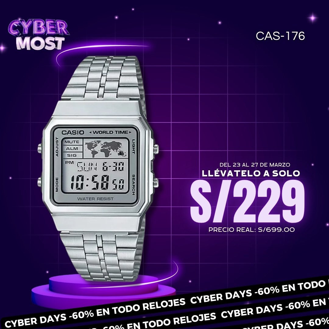 Reloj Casio A500WA-7D Hombre Acero Plateado