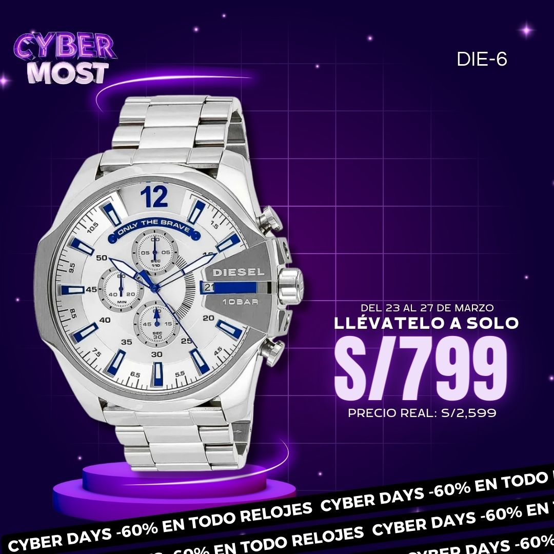 Reloj Diesel Mega Chief DZ4477 Hombre Acero Plateado