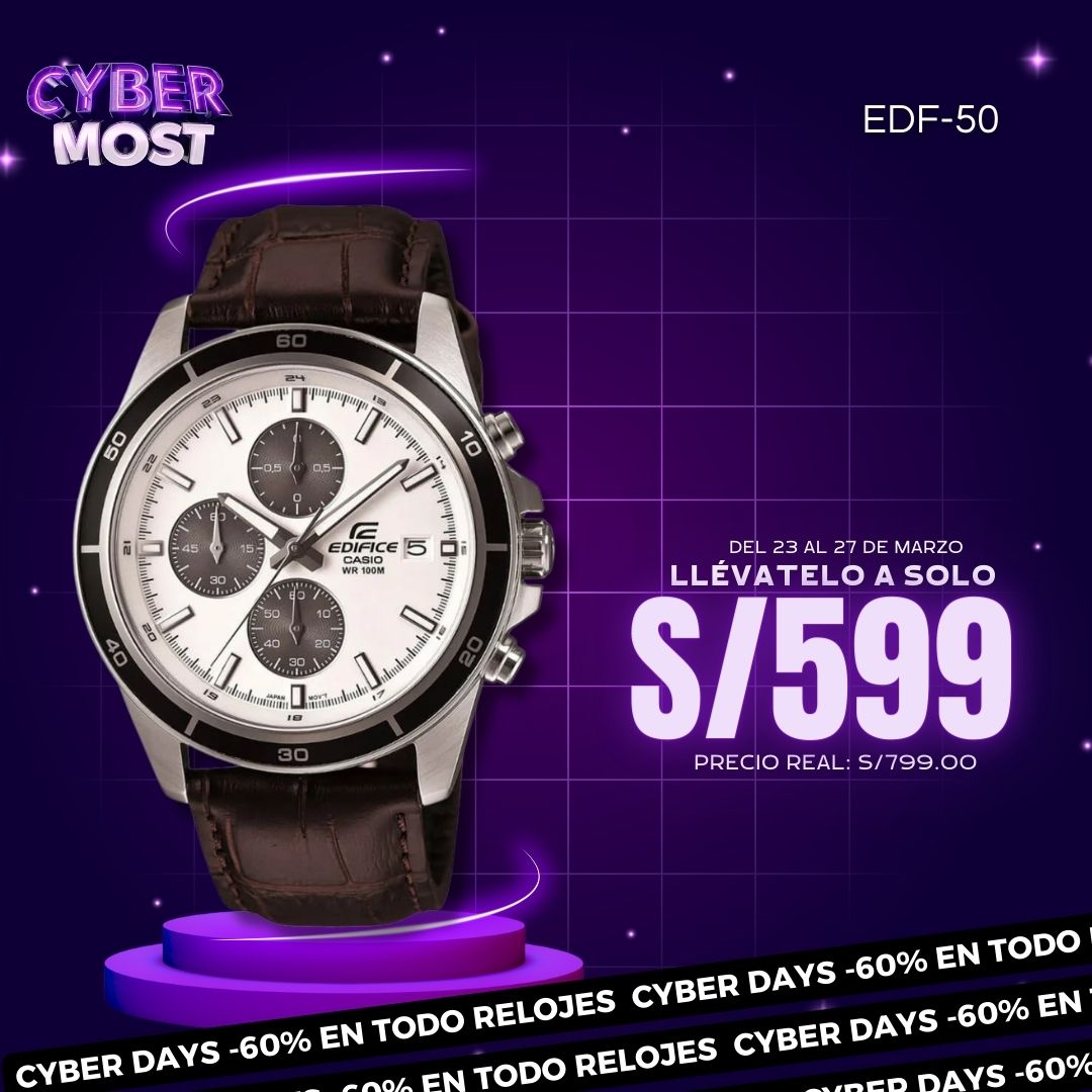 Reloj Edifice EFR-526L-7A Hombre Cuero Marrón