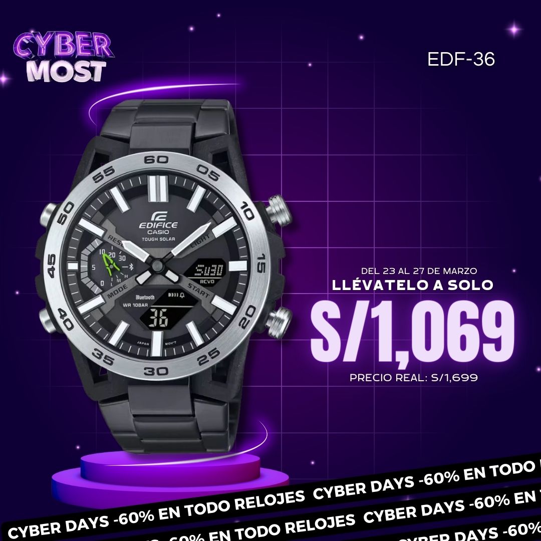 Reloj Edifice ECB-2000DD-1ADF Hombre Bluetooth Negro