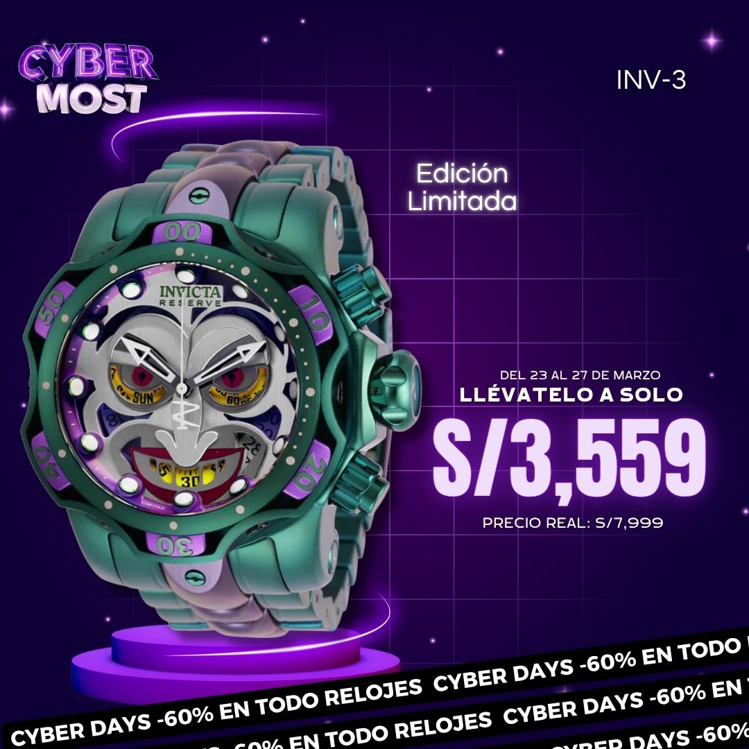 Reloj Invicta Joker DC Comics 30124 Hombre Acero Verde