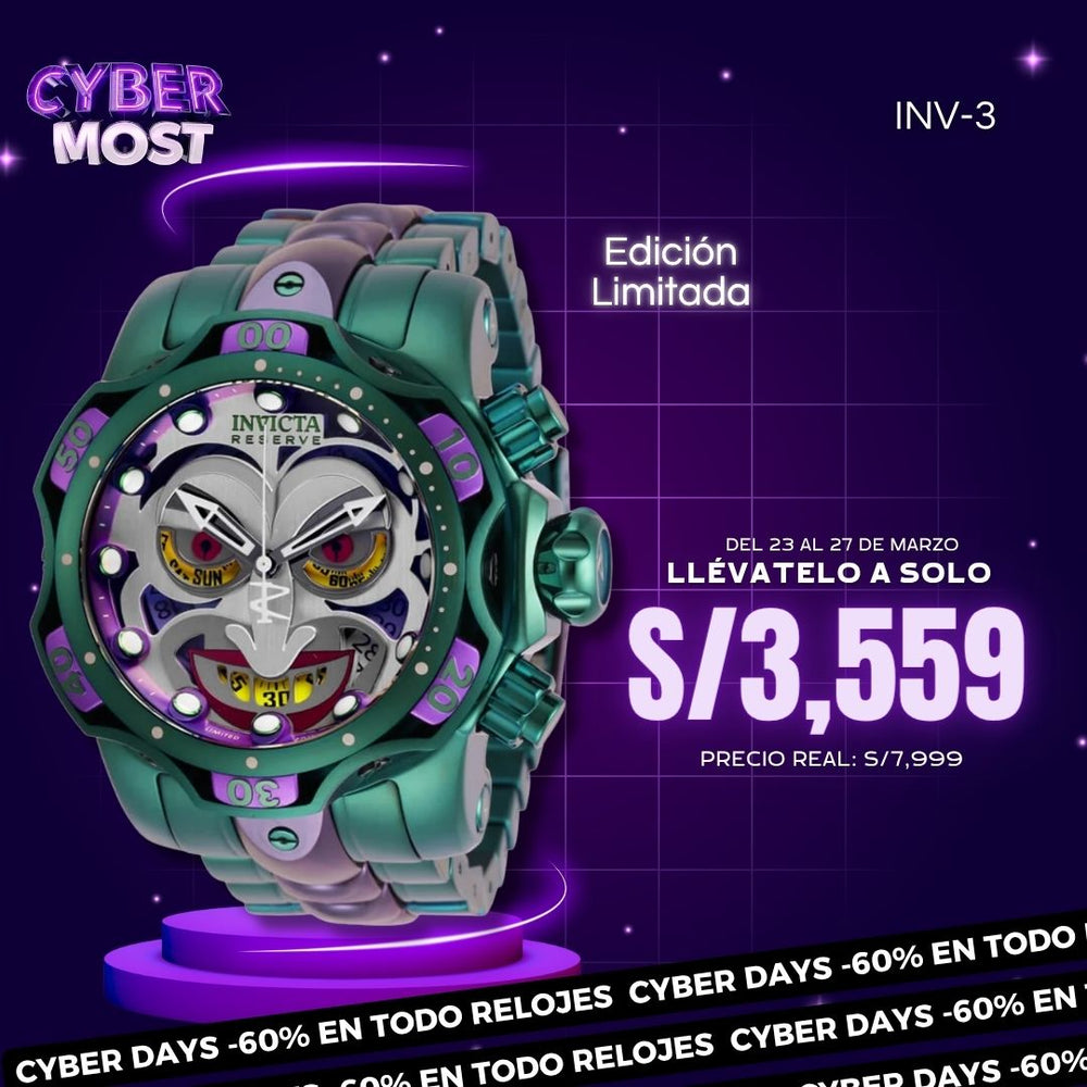 Reloj Invicta Joker DC Comics 30124 Hombre Acero Verde