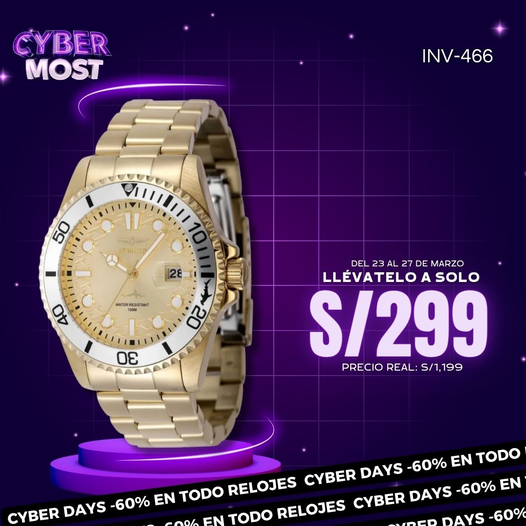 Reloj Invicta Pro Diver 48375 Hombre Acero Dorado