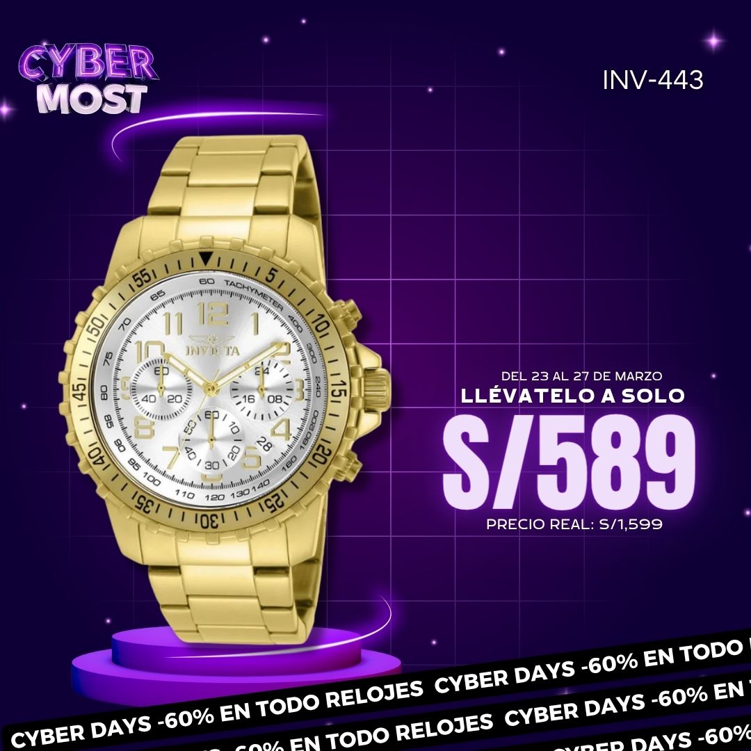 Reloj Invicta Specialty 11369 Hombre Acero Dorado