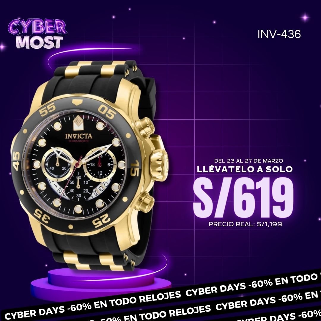 Reloj Invicta Scuba 37228 Hombre Deportivo Negro