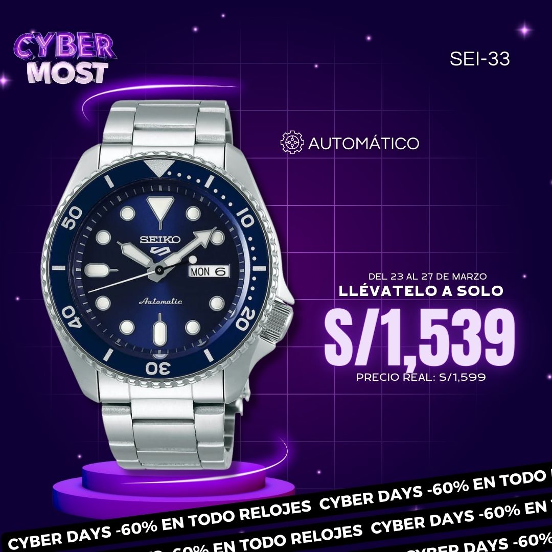 Reloj Seiko 5 Sports SRPD51 Hombre Automático Azul