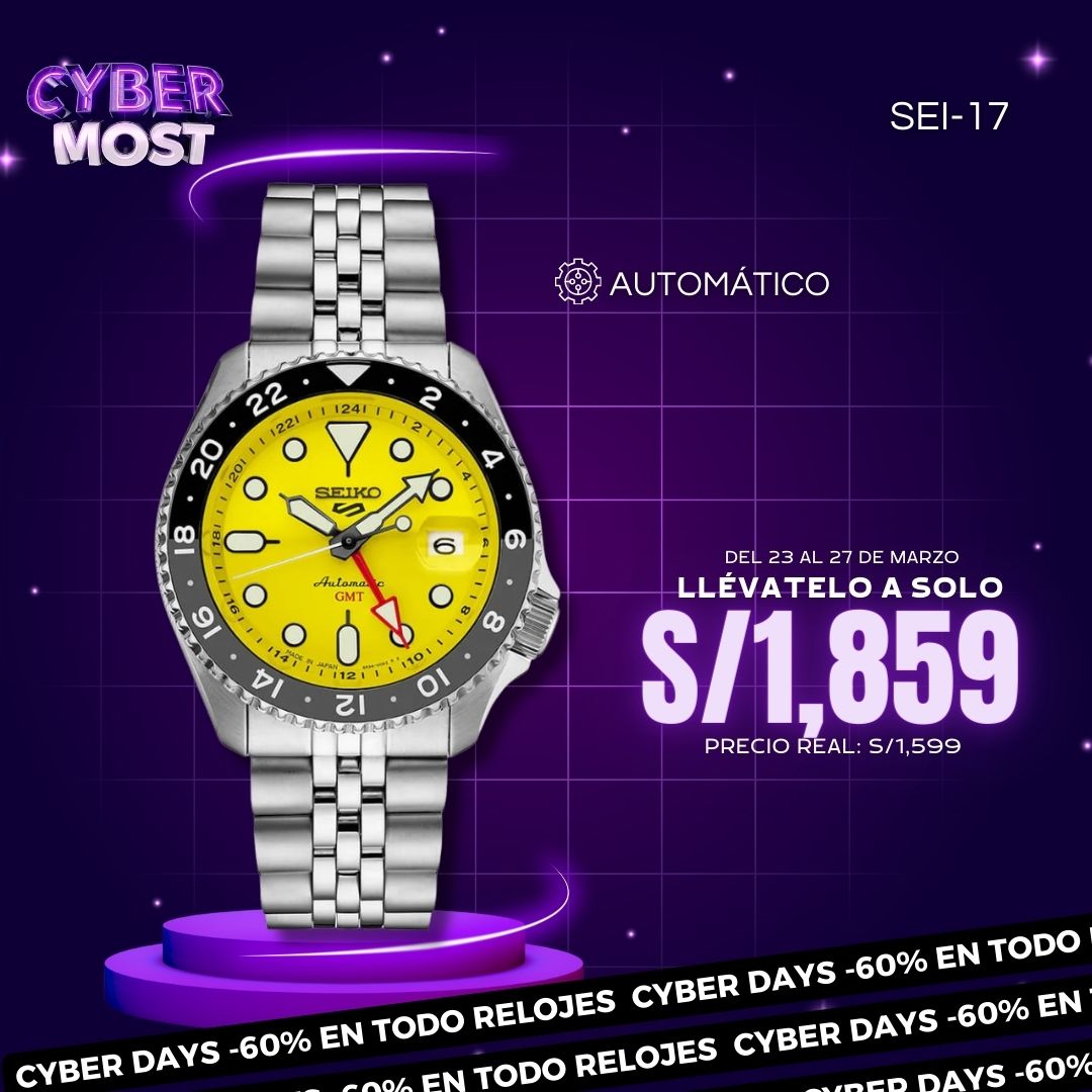 Reloj Seiko 5 Sports SSK017 Hombre Automático Amarillo
