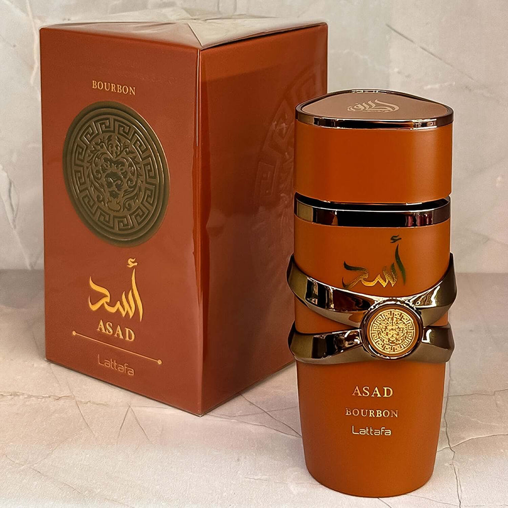 Perfume ASAD Bourbon de Lattafa EDP 100ml, fragancia oriental especiada para hombres, nuevo lanzamiento 2025.