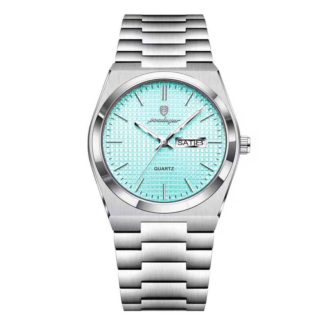Reloj Poedagar POE-19 Hombre Tiffany Plateado y Turquesa