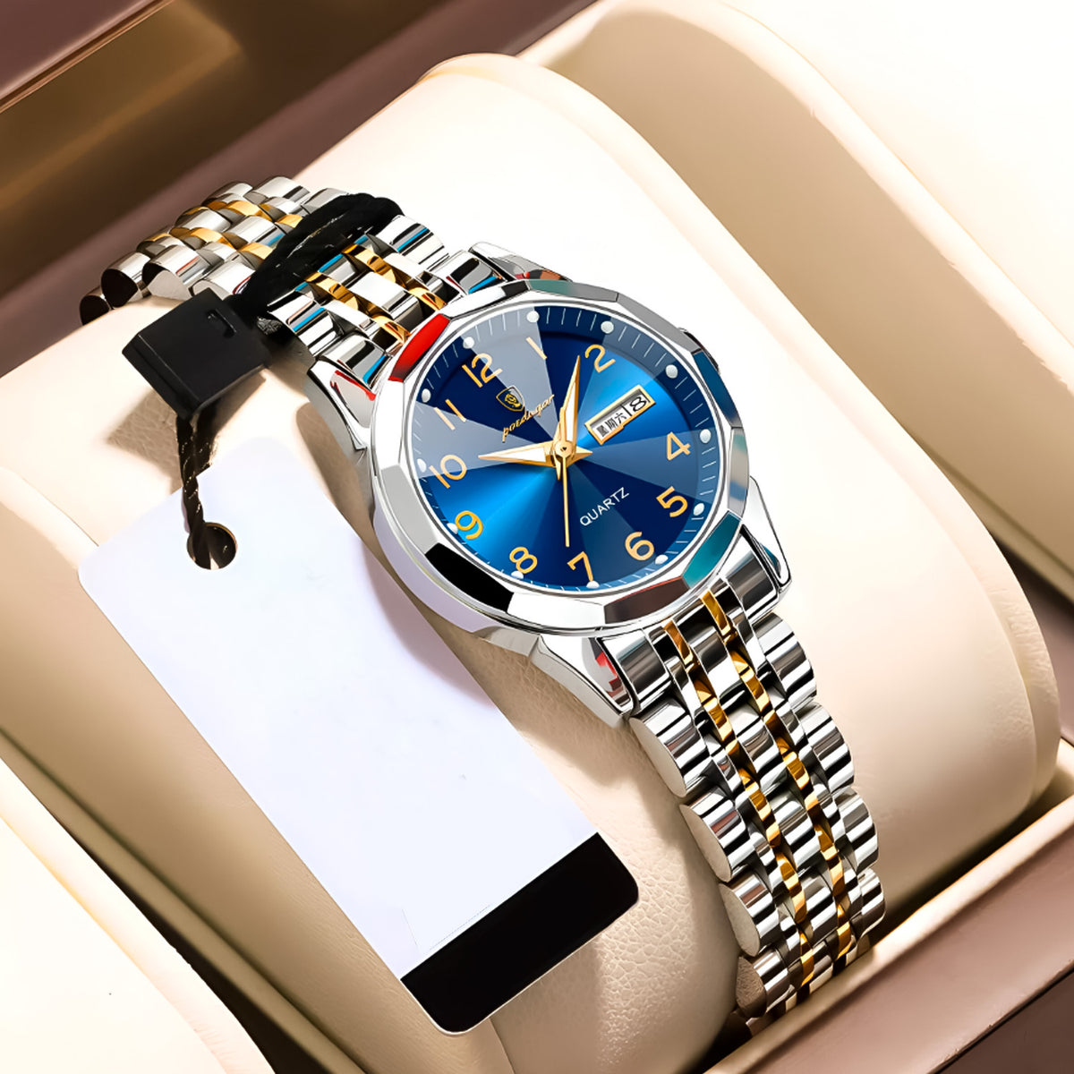 RELOJ POEDAGAR PLATEADO CON AZUL POE-M-3