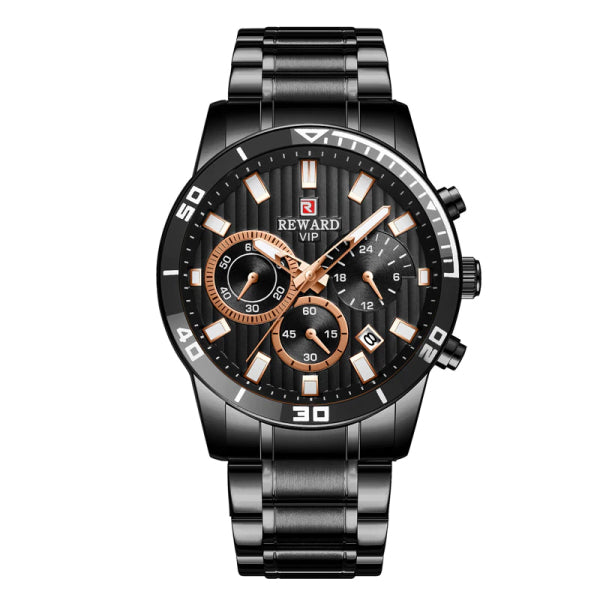 RELOJ REWARD ACERO NEGRO REW-3