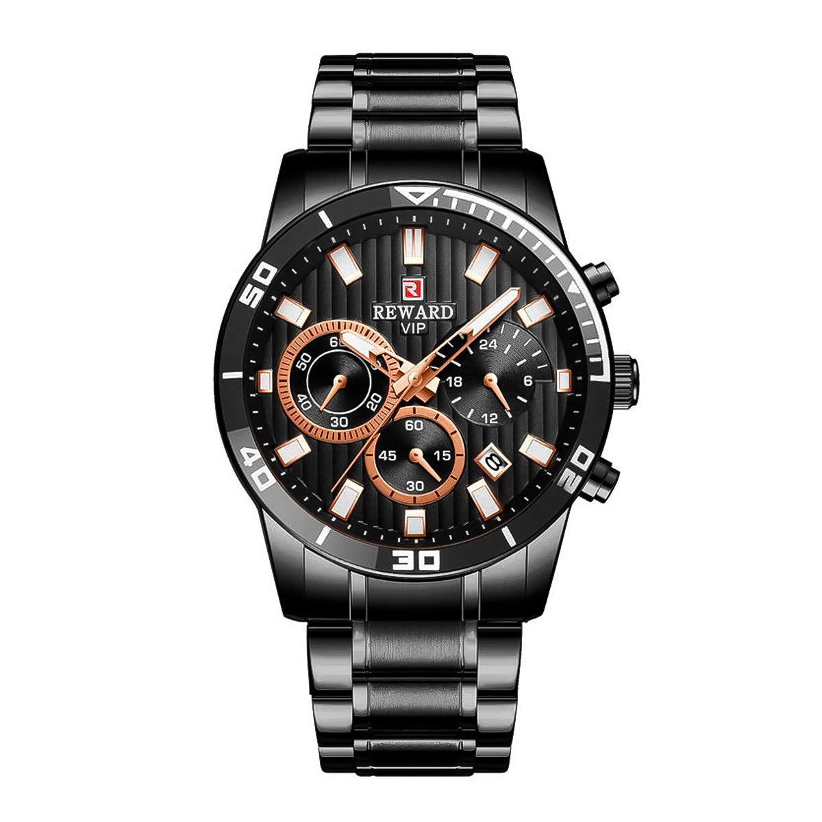 RELOJ REWARD ACERO NEGRO REW-3