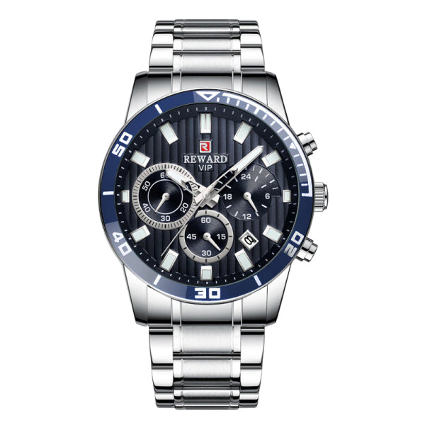 RELOJ REWARD ACERO PLATEADO CON AZUL REW-4