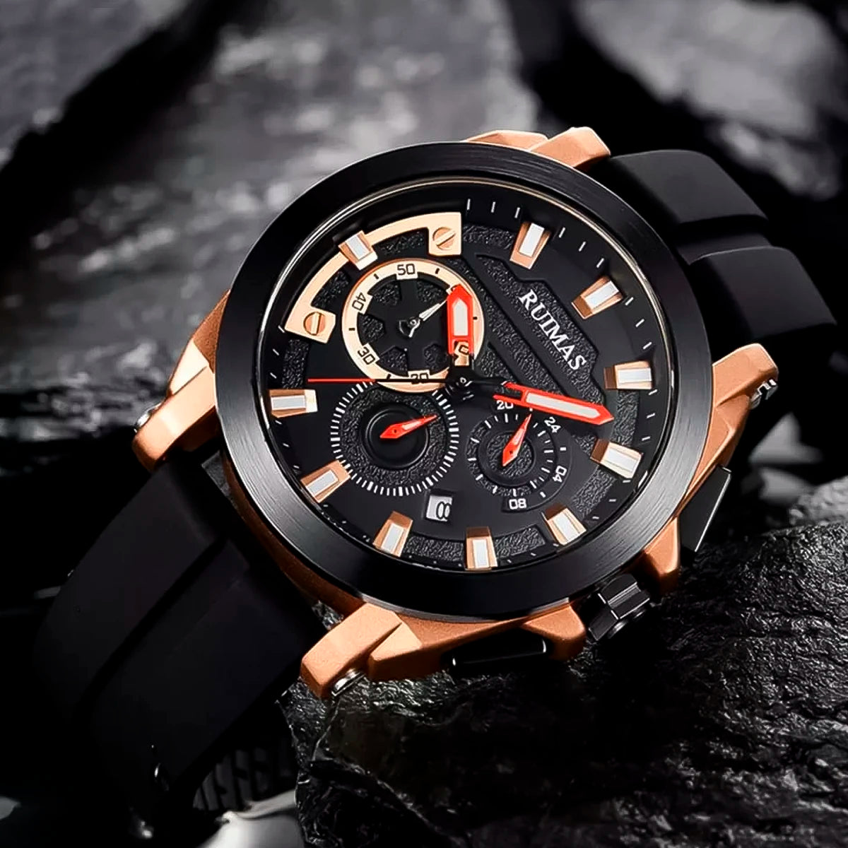 RELOJ RUIMAS SILICON ROSE GOLD BLACK RUI-19