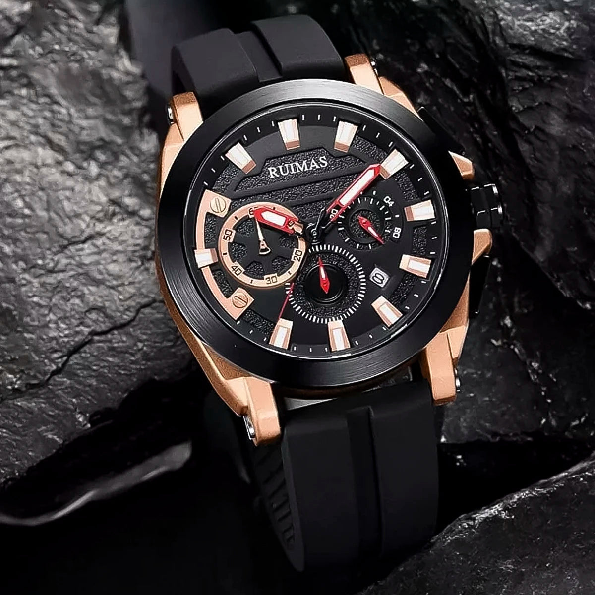 RELOJ RUIMAS SILICON ROSE GOLD BLACK RUI-19