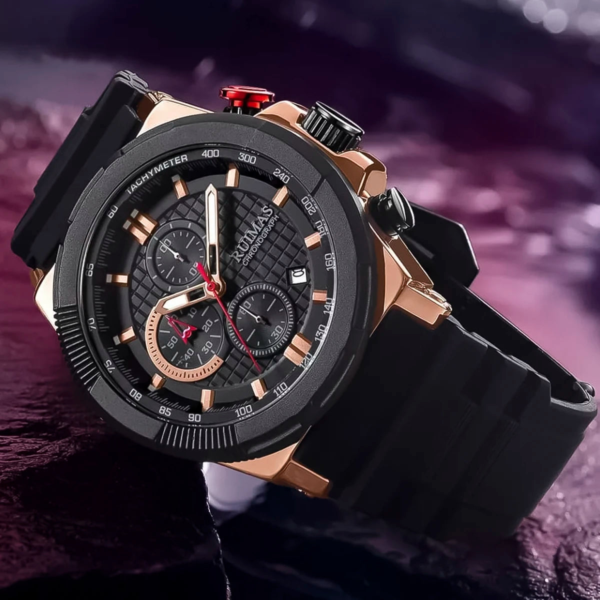 Reloj Ruimas RUI-23 Hombre Negro y Oro Rosa