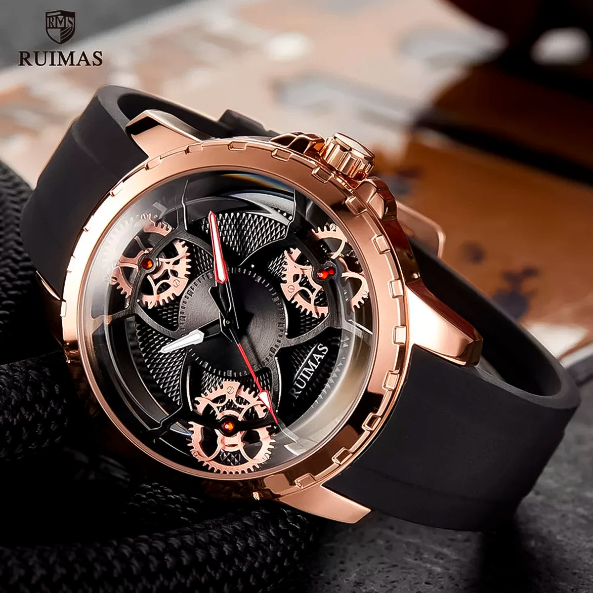 RELOJ RUIMAS PREMIUM ROSE GOLD BLACK RUI-26