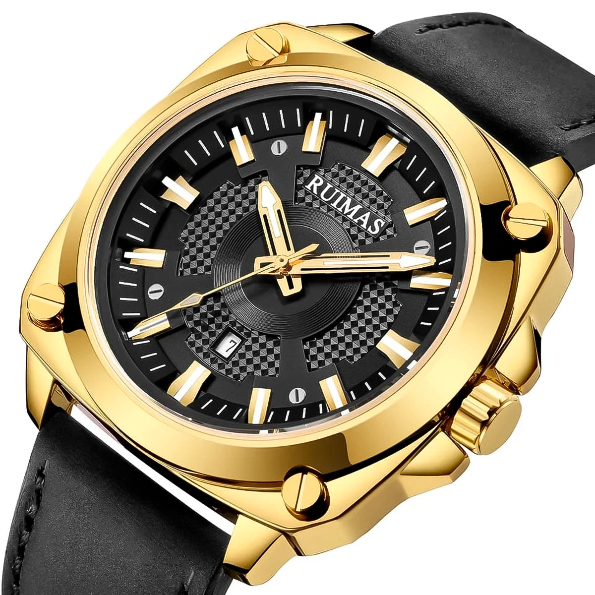 RELOJ RUIMAS ACERO DORADO CON CORREA DE CUERO RUI-33