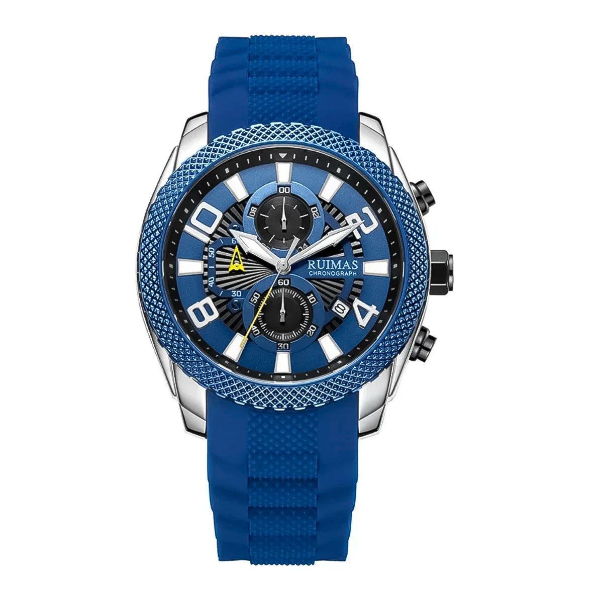 RELOJ RUIMAS ACERO AZUL CON PLATEADO Y CORREA SILICONA RUI-44