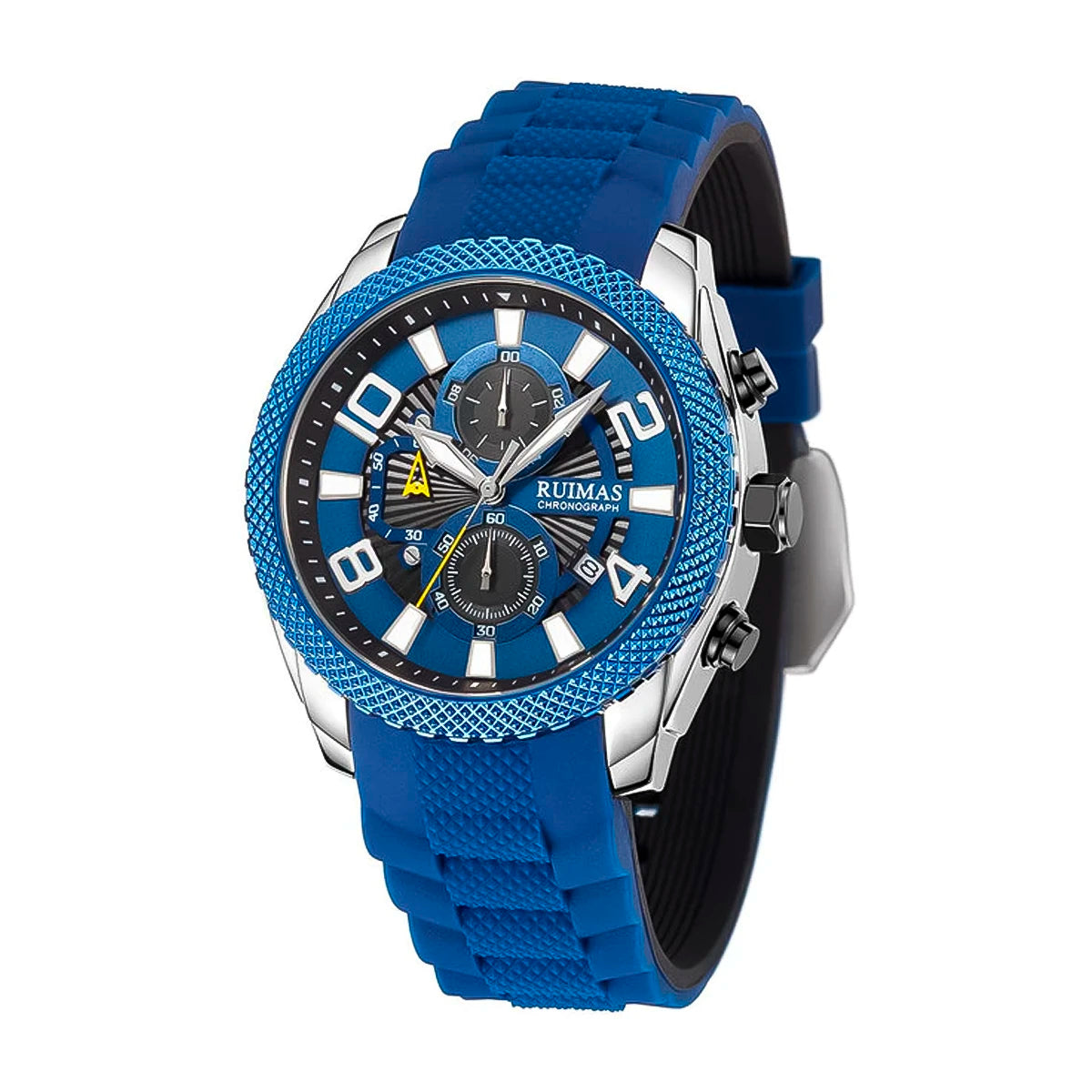 RELOJ RUIMAS ACERO AZUL CON PLATEADO Y CORREA SILICONA RUI-44