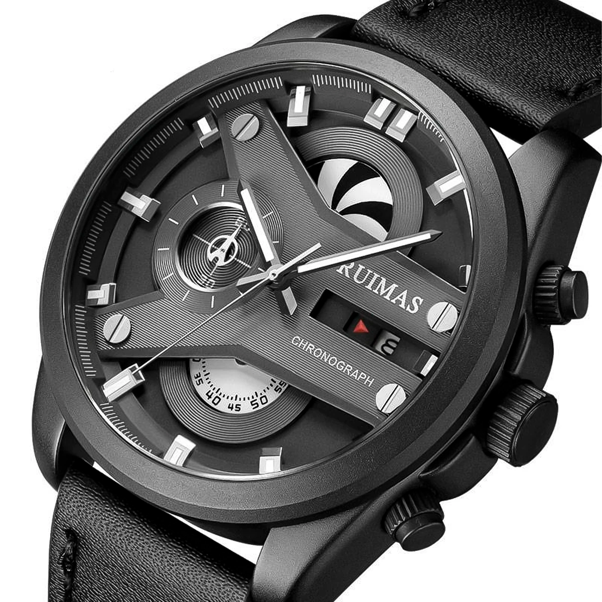 RELOJ RUIMAS CUERO NEGRO RUI-9