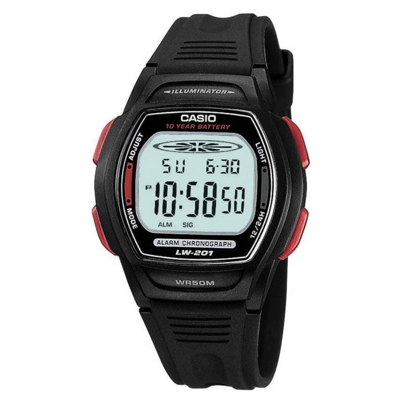 RELOJ CASIO NEGRO-ROJO LW-201-4AVDF CAS-36