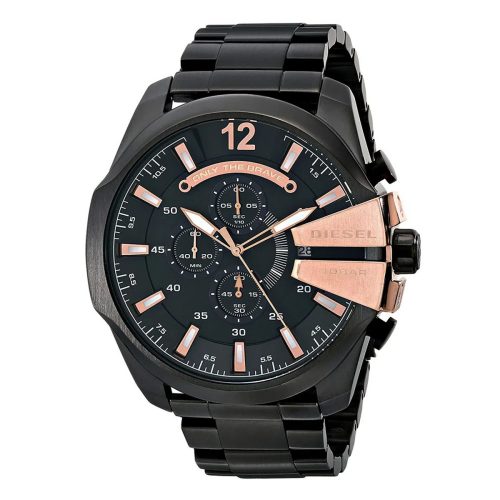 RELOJ DIESEL ACERO NEGRO CON ORO ROSA DZ4309 DIE-12