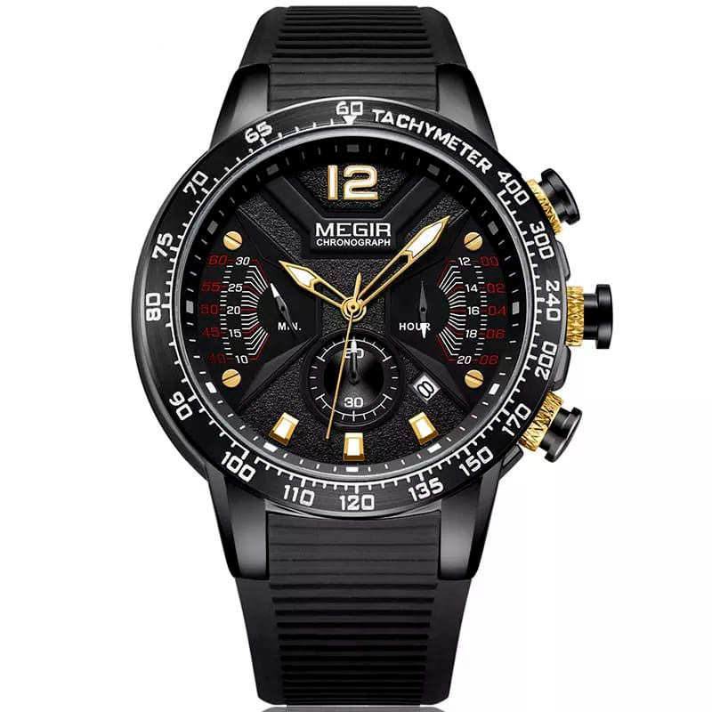 RELOJ MEGIR CORREA SILICONA NEGRO MEG-13