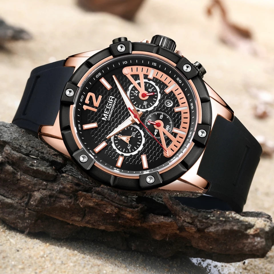 Reloj Megir Hombre Deportivo Negro | MEG-8