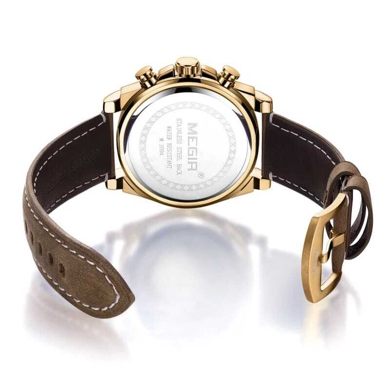 RELOJ MEGIR CUERO MARRÓN-DORADO MEG-28