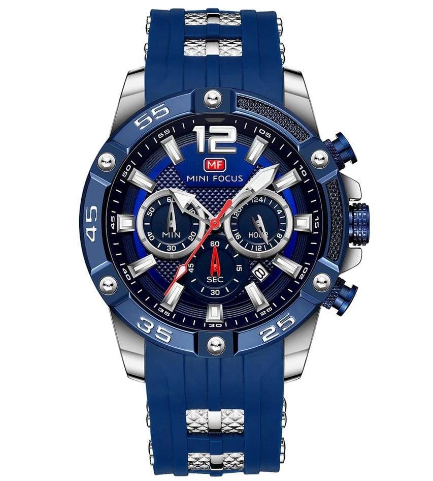 RELOJ MINIFOCUS SILICONA AZUL PLATA MIN-6