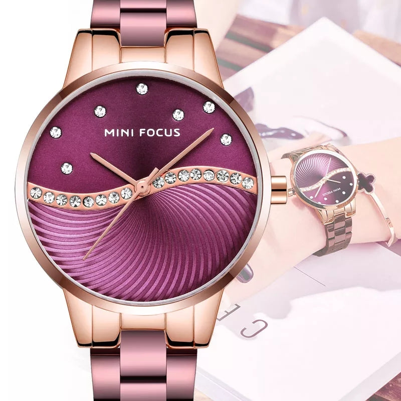 Reloj Minifocus MIN-M-5 Mujer Acero Guinda