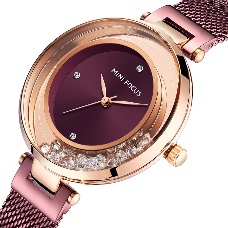 Reloj Minifocus MIN-M-17 Mujer Acero Guinda