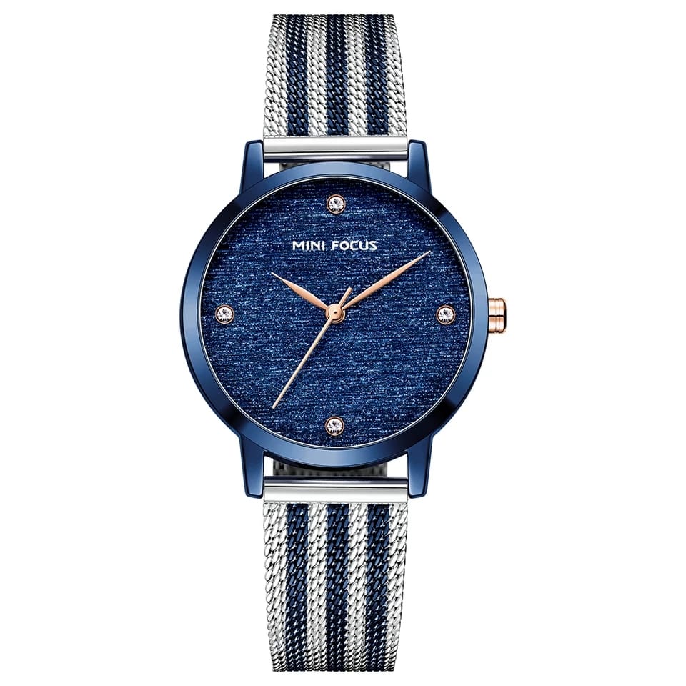 RELOJ MINIFOCUS MALLA RAYA AZUL MIN-M-27