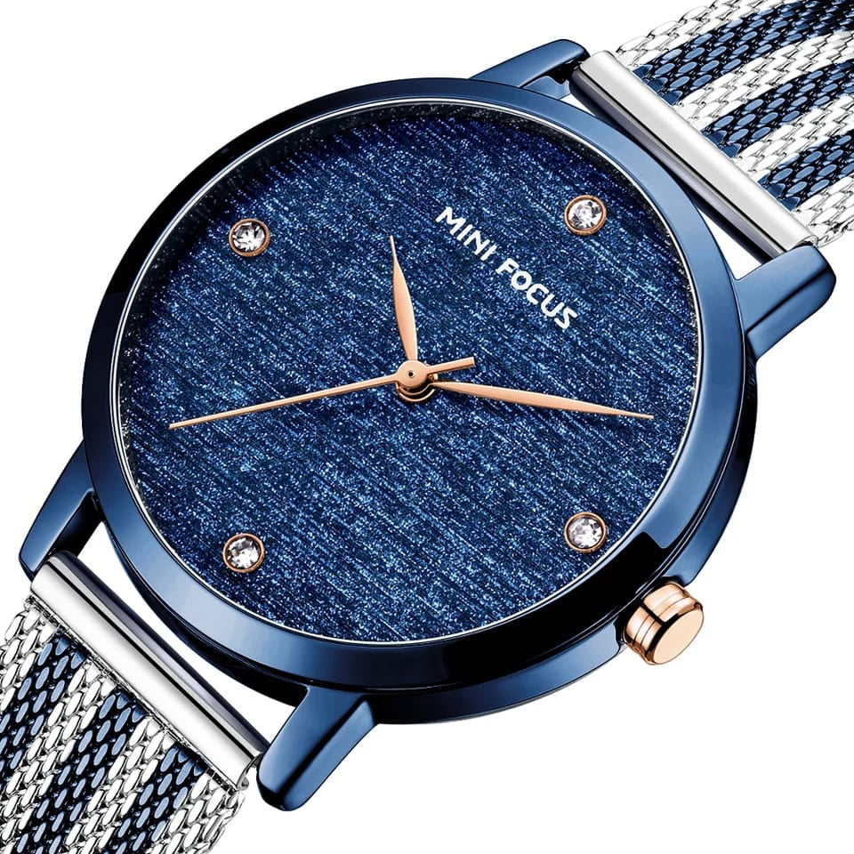 RELOJ MINIFOCUS MALLA RAYA AZUL MIN-M-27