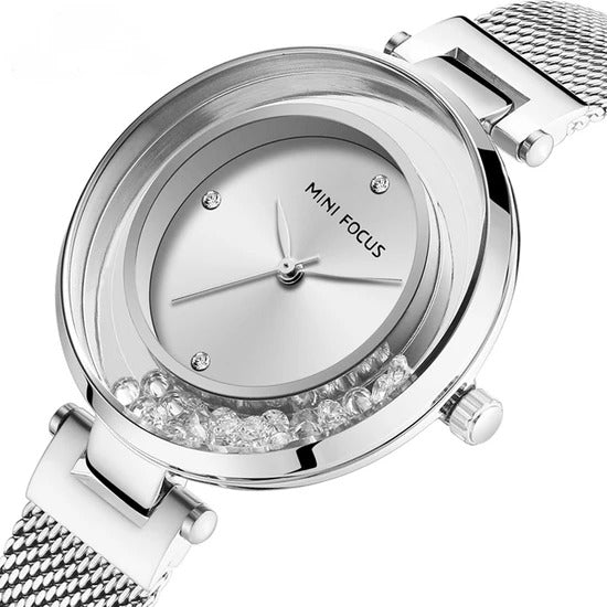 RELOJ MINIFOCUS MALLA PLATEADO MIN-M-15