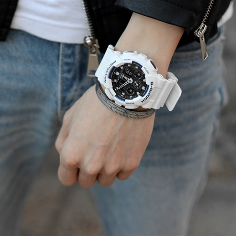 RELOJ G-SHOCK RACING BLANCO CON NEGRO G-S-112