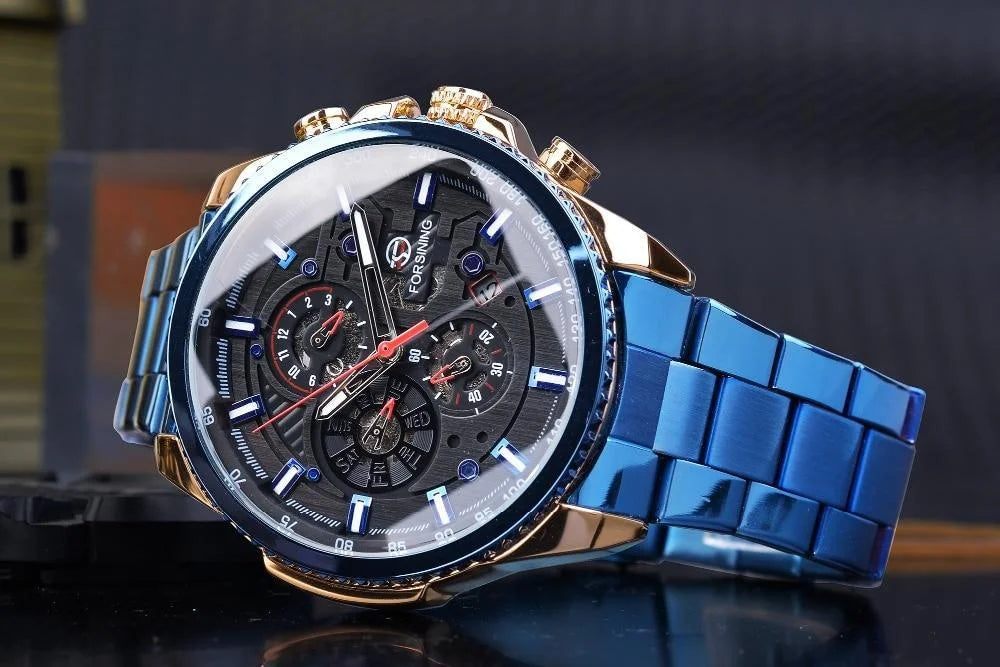 RELOJ FORSINING AUTOMÁTICO ACERO BLUE FOR-16