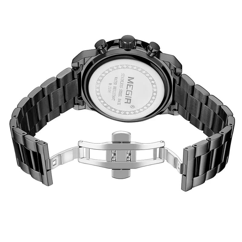 RELOJ MEGIR ACERO NEGRO MEG-52