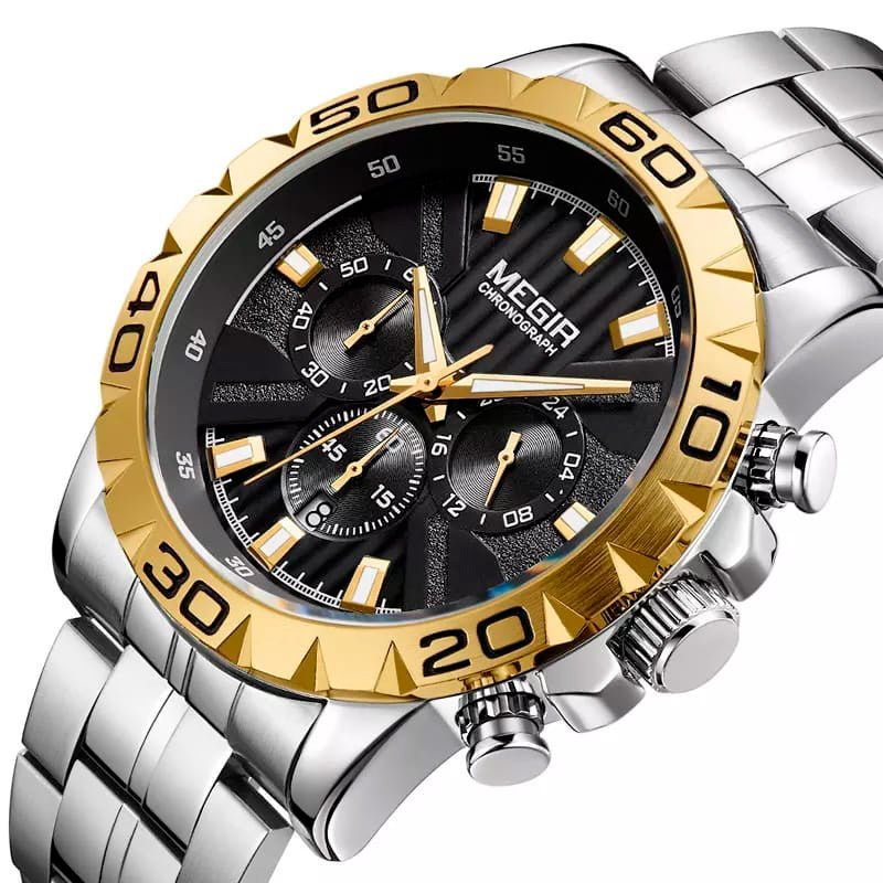 RELOJ MEGIR ACERO PLATA DORADO MEG-51