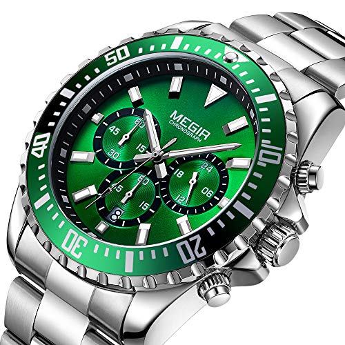 RELOJ MEGIR ACERO VERDE MEG-48